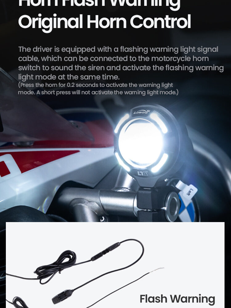 127309 LOBOO L7X lampy LED drogowe i mijania pomocnicze, 12 000 Lumenów, 8-stopniowa skala świecenia, homologacja, zestaw